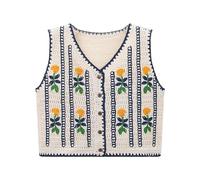 LXHZSY Gilet Sans Manche Femme Gilet en crochet, haut tricot transparent ajouré, boutonné sur le devant, cardigan sans manches for femme, tenue de vacances for adolescente(Style7)