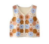 LXHZSY Gilet Sans Manche Femme Gilet en crochet, haut tricot transparent ajouré, boutonné sur le devant, cardigan sans manches for femme, tenue de vacances for adolescente(Style4)