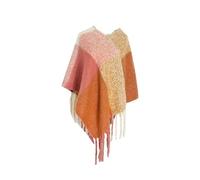 LXHZSY Poncho Femme Poncho d'hiver for femme, châle, pompon, boucle, fil, grand treillis, capes chaudes, ponchos for dames(Color 02)