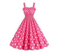 LXHZSY Robe Vintage Femme Robe à Carreaux Rose Vintage for Femme, Style rétro Rockabilly, Bretelles, Cocktail, soirée, été(Color1,XL)