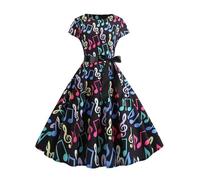 LXHZSY Robe Vintage Femme Robe d'été à Manches Courtes et Pois for Femme, élégante, décontractée, imprimée, Coupe trapèze, Style Vintage, Grande Taille(Color-11,XX-Large)