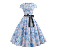 LXHZSY Robe Vintage Femme Robe d'été à Manches Courtes et Pois for Femme, élégante, décontractée, imprimée, Coupe trapèze, Style Vintage, Grande Taille(Color-05,L)