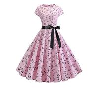 LXHZSY Robe Vintage Femme Robe d'été à Manches Courtes et Pois for Femme, élégante, décontractée, imprimée, Coupe trapèze, Style Vintage, Grande Taille(Color-08,XX-Large)