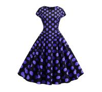 LXHZSY Robe Vintage Femme Robe d'été à Manches Courtes et Pois for Femme, élégante, décontractée, imprimée, Coupe trapèze, Style Vintage, Grande Taille(Color 03,S)