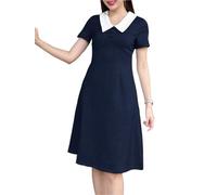 LXHZSY Robe Vintage Femme Robe d'été élégante for Femme, Mini, à Manches Courtes, Patchwork de Couleurs, Boutons, Coupe trapèze décontractée(Color 1,S)
