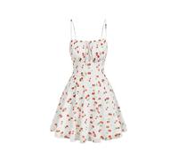 LXHZSY Robe Vintage Femme Robe d'été Vintage à imprimé Cerises for Femme, Tenue de soirée décontractée, Sexy, sans Bretelles, Coupe trapèze(White,XS)