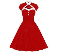 LXHZSY Robe Vintage Femme Robe Tunique mi-Longue Vintage à Pois, Style pin-up, Style Rockabilly, for soirée, Bureau, années 50 et 60(Color2,XX-Large)