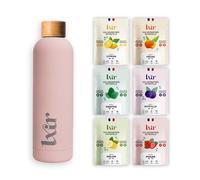 LXIR - Boisson Vitaminée en pastille sans sucre - 6 saveurs + 1 gourde | Rose - Riche en vitamines C et B - Eau Aromatisée - Hydratation quotidienne - Beauté de la peau