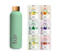 LXIR - Boisson Vitaminée en pastille sans sucre - 6 saveurs + 1 gourde | Vert - Riche en vitamines C et B - Eau Aromatisée - Hydratation quotidienne - Beauté de la peau