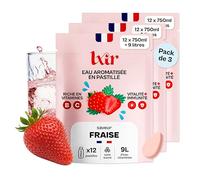 LXIR - Boisson Vitaminée en pastille sans sucre - Coffret x3 Fraise | Riche en vitamines C et B - Eau Aromatisée - Hydratation quotidienne - Beauté de la peau