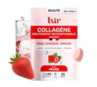 LXIR DRINK Collagène Végétarien à Dissoudre - Boisson à la Vitamine C, Acide Hyaluronique & Membrane de Coquille d'Œuf - Hydratation & Élasticité de la Peau - Fraise