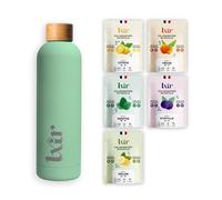 LXIR DRINK - Eau aromatisée en pastille sans sucre - Boisson multivitamines - Riche en vitamines C et B - Hydratation quotidienne - Beauté de la peau - Vitalité - 60 unités - 5 saveurs + 1 gourde VERT