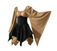 Lxitoler Robe Moyen Âge Femme Costume Carnaval Halloween Adulte Médiéval Déguisement Diable Robe Longue