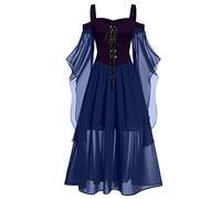 Lxitoler Robe Sexy Femme Chic Robe Viking Femme Deguisement Femme Princesse Robe Vintage Femme Tenue Medievale Robe Soirée Femme Costume Elfe Cruella Deguisement Femme Steampunk Femme Robe Soirée