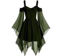 Lxitoler Viking Femme Robe Princesse Femme Déguisement Vampire Femme Costume Halloween Femme Deguisement Halloween Vampire Femme Robes d'halloween Robe Empire Femme Tenue Medievale Femme Déguisement