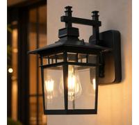 LXJCSM Lanterne Murale Extérieure, Appliques Murales Extérieures Étanches, IP44 Étanche, Rétro E27, Éclairage Mural Noir pour Porte D'entrée avec Abat-Jour en Verre Biseauté Transparent