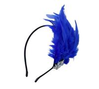 LXJLXD Accessoires de fête pour cocktail, cosplay, costume Charleston pour femme - Bandeau à plumes pour festival de musique - Carnaval (bleu)