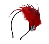 LXJLXD Accessoires de fête pour cocktail, cosplay, costume Charleston pour femme - Bandeau à plumes pour festival de musique - Coiffe de carnaval (rouge)