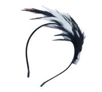 LXJLXD Accessoires de fête pour cocktail, cosplay, costume Charleston pour femme - Bandeau à plumes pour festival de musique - Carnaval (noir et blanc)