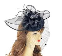 LXJLXD Bibi de fête avec pince à cheveux pour fête, mariage, femme - Bibi à fleurs - Épingle à cheveux - Noir