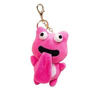 LXJLXD Joli porte-clés en peluche avec gros yeux grenouille qui sort de la langue et attire la langue, jouet d'attraction magnétique, porte-clés pendentif fête, Rouge, Height 14cm