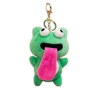 LXJLXD Joli porte-clés en peluche avec gros yeux grenouille qui sort de la langue et attire la langue, jouet d'attraction magnétique, porte-clés pendentif fête, Vert, Height 14cm