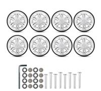 LXJLXD Lot de 8 roues de rechange pour bagages en caoutchouc - 60 mm - Installation facile, Argenté., As shown in the picture (error 1-2cm)