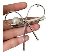 LXJLXD Pince à cheveux en métal avec nœud galvanisé - Pince à cheveux coréenne - Clip latéral féminin - Barrettes tendance pour femmes (style 1 argenté)