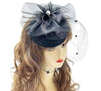 LXJLXD Pince à cheveux médiévale avec fleur et voile en dentelle - Pince à cheveux pour mariée - Petit chapeau - Pince à cheveux punk pour fête de mariage (noir)