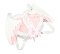 LXJLXD Sac à dos des années 2000 en forme de cœur en peluche avec aile amovible pour le quotidien, les voyages, les accessoires de cosplay (rose)