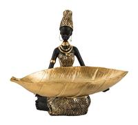 LXJLXD Sculpture exotique femme africaine plateau de rangement résine figurine décoration de bureau pour la maison et le bureau salon