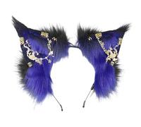 LXJLXD Serre-tête avec oreilles de chat et boucles d'oreilles en alliage pour femme et adolescente - Pour amateurs de cinéma, réunions sur le thème de l'anime (bleu)