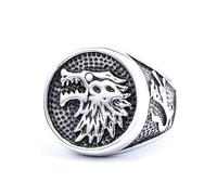 LXJYDN Anneaux Men Retro Wolf Head Ring Graved Ring Personomy Ring-Gris-11
