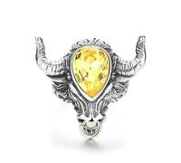 LXJYDN Anneaux Men Trend Crystal Ring Incrustée Anneau De Corrida Personnalisé-Jaune-12