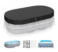 LXKCKJ Bâche rectangulaire pour piscine hors sol, bâche solaire ovale pour piscine à cadre rectangulaire, bâche d'hiver robuste, idéale pour l'eau et la poussière (2,7 x 5,5 m, noir)