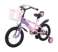 LXKJDS Vélo pour enfant 14 pouces violet avec roues stabilisatrices, panier, sonnette, hauteur réglable, guidon, double système de freinage, carter de chaîne pour garçons et filles à partir de 3 à 6