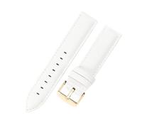LXLAEOANG 14 16 18 20 22mm Waterproof Soft Comfortable Faux Leather Men Women Watch Strap for Classic Accessories pour hommes et femmes(White-Golden,20mm)