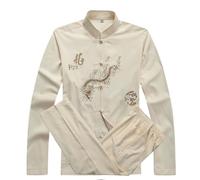 LXLAEOANG Costume de Kung Fu en Coton for Hommes, Uniforme WU Shu brodé, vêtements Tai Chi à Manches Courtes ML XL XXL XXXL(Color 10,M)