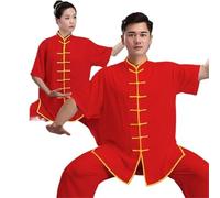 LXLAEOANG Costume de Kung Fu for Hommes et Femmes, Ensemble Veste à Manches Courtes Pantalon, vêtements Sport décontractés, Tai Chi, Arts Martiaux(Color 5,XS)