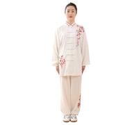 LXLAEOANG Costume Tai Chi for Femmes, Uniforme d'arts Martiaux Kung Fu Wushu Doux, Veste de Performance, Pantalon, vêtements d'exercice(Color 4 2PC,L)