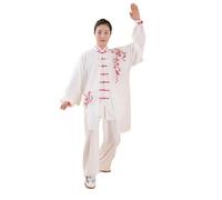 LXLAEOANG Costume Tai Chi for Femmes, Uniforme d'arts Martiaux Kung Fu Wushu Doux, Veste de Performance, Pantalon, vêtements d'exercice(Color 5 3PC,L)