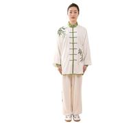 LXLAEOANG Costume Tai Chi for Femmes, Uniforme d'arts Martiaux Kung Fu Wushu Doux, Veste de Performance, Pantalon, vêtements d'exercice(Color 2 2PC,3XL)