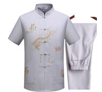 LXLAEOANG Costume Traditionnel Kung Fu Tai Chi en Coton et Lin, Uniforme Tang, Chemises Chemisiers for Hommes, vêtements de Veste(Gray,42)