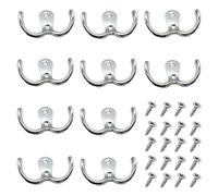 LXLAEOANG PatèRe Murale 10 paquets de patères double crochet mural robuste fixé au mur for le matériel chapeau cintre rétro à broche deux couleurs disponibles(10 Units Silver)