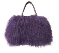 LXLAEOANG Sac à main en fourrure d'agneau d'hiver for femme, fourre-tout décontracté bandoulière for cheveux longs(Plum)