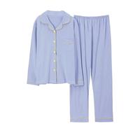 LXLAEOANG Sleepwear Women Spring Autumn | Les pyjamas confortables de coton ont placé le costume de pantalon de douille longue de dames