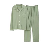 LXLAEOANG Sleepwear Women Spring Autumn | Les pyjamas confortables de coton ont placé le costume de pantalon de douille longue de dames