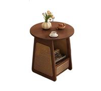 LXLAEOANG Table D'appoint Ronde en Rotin du Milieu Siècle, De Nuit Mobile | Table d'appoint minimaliste de salon d'armoire d'extrémité d'étagère de rangement avec le tiroir(Color 3)