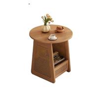 LXLAEOANG Table D'appoint Ronde en Rotin du Milieu Siècle, De Nuit Mobile | Table d'appoint minimaliste de salon d'armoire d'extrémité d'étagère de rangement avec le tiroir(Color4)