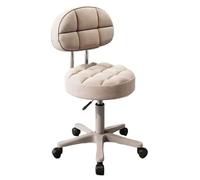 LXLAEOANG Tabouret avec roulettes Chaises de barbier Salon beauté Simples, Chaise pivotante spéciale, Tabouret Rond Coiffure, Maquillage(Off-White Backrest 1)